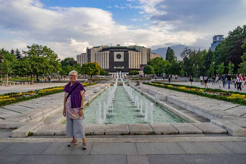Cindy at the National Palace of Culture in Bulgaria Square Park